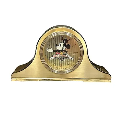 Seiko Disney Mickey Mouse Clock Mantel Desk Brass Case Quartz Movement Works • $43