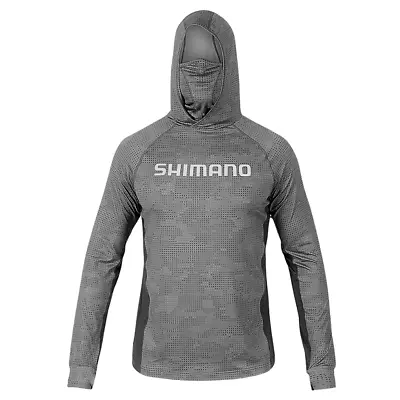 $78 • Buy Shimano Hooded Tech Dot Camo Long Sleeve Shirt W/ Vented Face Gaiter @ Otto's TW