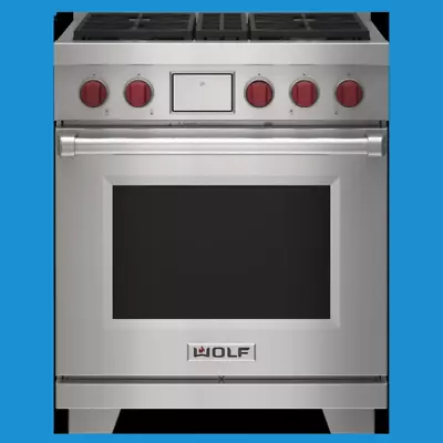 Wolf DF30450SP  30 Inch Freestanding Dual-Fuel Range Natural Gas With 4 Burners • $1