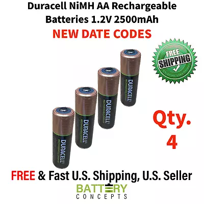 DURACELL AA NIMH Rechargeable Batteries 4PK 1.2V 2500mAh NEW DATE CODE Exp.2034 • $21.99