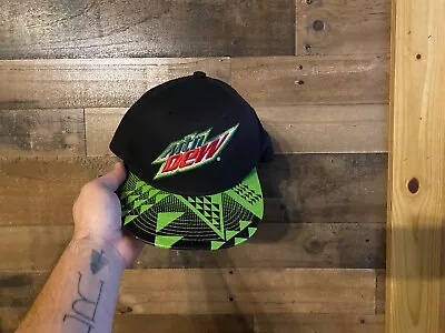 Mountain Dew Snapback Hat 3D Sewn Raised Logo Structured Flat Bill Patch Cap • $13.49