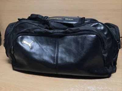 £19.99 • Buy Vintage Puma King Holdall Sports Travel Black Gold Faux Leather Nylon Handle