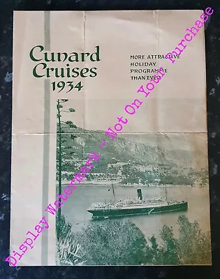 £19.45 • Buy Vintage Cunard Line - Cunard Cruises 1934 Brochure - Franconia & Aquitania Rare