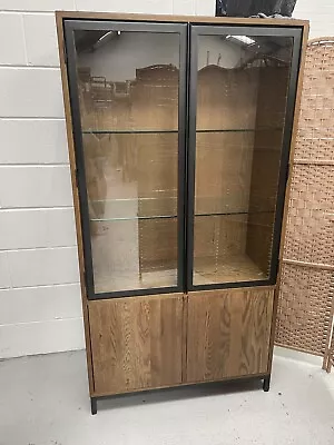 Cox & Cox Burnt Oak Glass Display Cabinet H170 X L90 X W38cm • £399