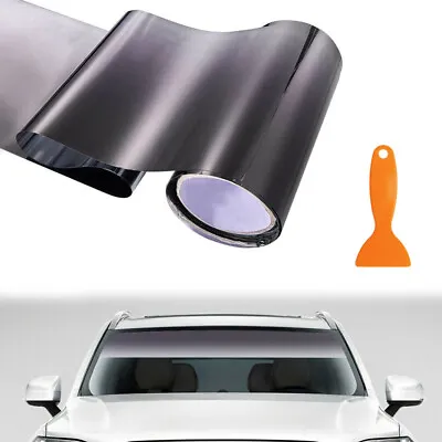 Black Car Sun Visor Strip Tint Film Front Windshield UV Shade Banner W/ Tool • $8.12