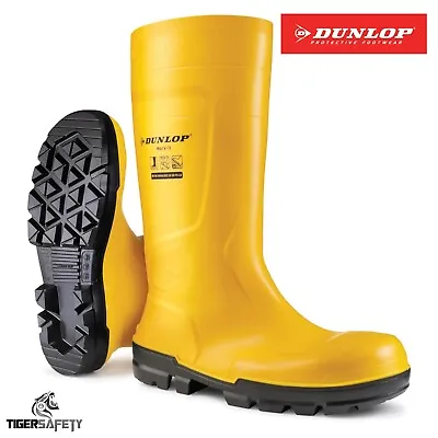 Dunlop Work-It NB2JF01 Yellow Full Safety Steel Toe Cap Wellington Boots Wellies • £24.75