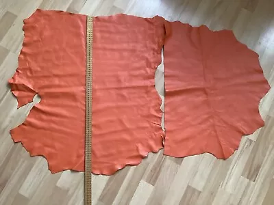 Orange Nappa Leather Hides 2 Skins  76cmx69 & 65cmx49cm • £25