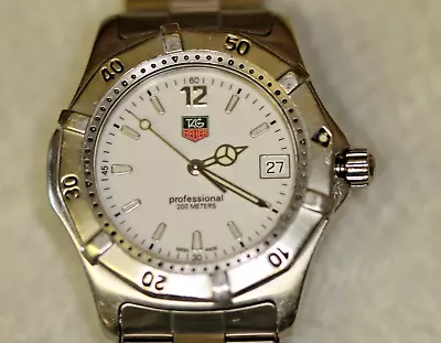 Tag Heuer WK1111-0 Stainless White Face Wristwatch AS-IS (over 8  Wrist) • $300