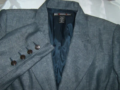 $30 • Buy Skirt Suit Denim Look Vintage Donna Gray 14 NWT Notched Lapels Metal Buttons