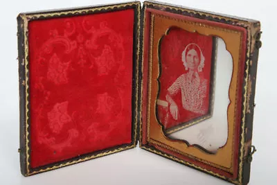 Leather And Wood Folding Case With Sixth Plate Daguerreotype Image Photo • $134.10