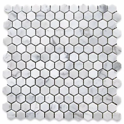 C31XP Carrera Marble 1  Hexagon Tile Bianco Carrara Venato Mosaic Polished • $13.99
