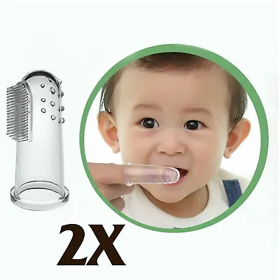 2X Baby Kid Soft Silicone Finger Toothbrush & Gum Massager Brush Clean Teeth • £3.70