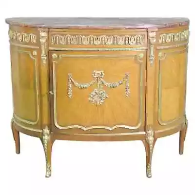 Satinwood Bronze Mounted French Louis XV Marble Top Commode Circa 1920 • $2475