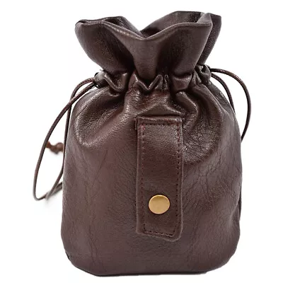 Medieval Vintage PU Leather Pouch Drawstring Fantasy Belt Magic Beans Bag Brown • $8.99