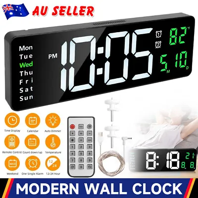 Digital Large Big Jumbo LED Wall Desk Clock Display W/ Calendar Temperature Room • $33.45