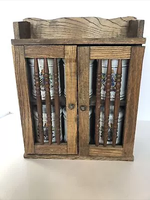 Vintage Cabinet With Medical Jars  11x9 6 Jars  • $80