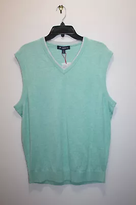Daniel Cremieux Mens Sweater Vest Cotton & Silk V-neck Green Heather Size L & Xl • $18.99
