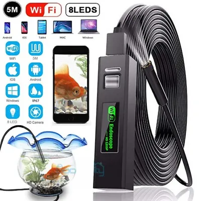 £22.59 • Buy 5M 8 LED Endoscope Borescope Inspection WiFi Camera Scope For IPhone IOS Android