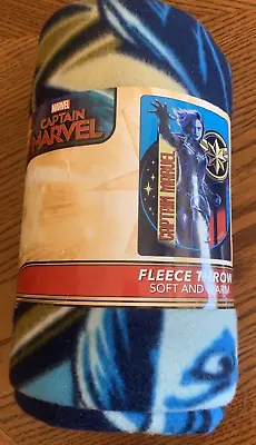 MARVEL Captain Marvel Fleece Throw Blanket 45  X 60   New In Package • $7.64