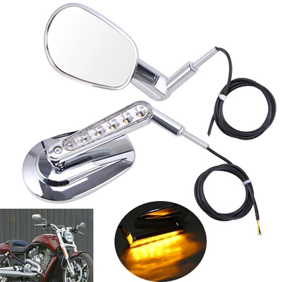 $39.09 • Buy Pair Rear View Mirrors Muscle LED Turn Signals Light For Harley VRSCF V ROD VROD
