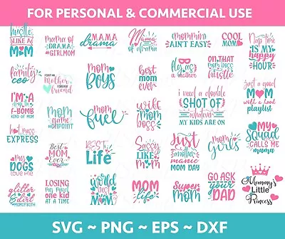 34 Mom Svg Bundle Hand Lettered Mothers Day Svg Mom Life Svg Mama Svg Mommy • $1.25