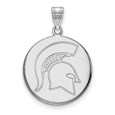 Michigan State University Spartans Mascot Logo Disc Pendant In Sterling Silver • $57.99