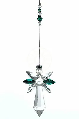 £15.99 • Buy May Birthstone Emerald Crystal Large Guardian Angel Hanging Charm By Wild Things
