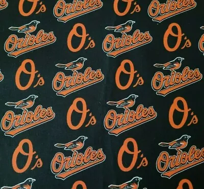 Baltimore Orioles Baseball BTY Fabric Traditions 58  Wide On Black MLB • $9.99