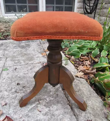 Antique Piano Stool CAST IRON & WOOD Felt  TONK  Chicago New York • $174.99