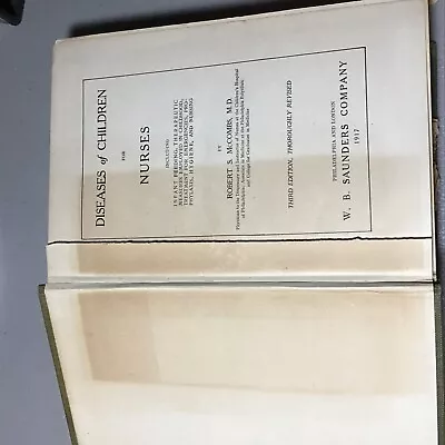 Vintage Diseases Of Children For Nurses Robert S. McCombs 1914 Second Edition • $19.95