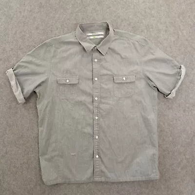 Robert Geller Shirt Mens Extra Large Gray Button Up Short Sleeve Roll Up Casual • $24.99