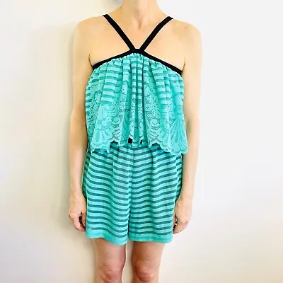 Alice McCall Size 6 8 Aqua Green Heart Of Gold Lace Playsuit Australian Designer • $89
