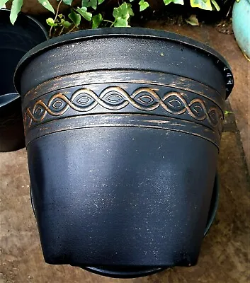 £6.99 • Buy  XL 28CM COPPER  Barrel Plant Pot Outdoor Garden Flower Round Plastic Planter S