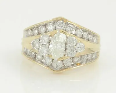 Vintage 1.5CT Diamond Marquise Engagement Anniversary Wedding Bridal Ring 14K YG • $2805