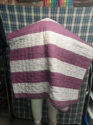 Quilt 72 X84  (7 X6') Purple Cream Striped Pre-Owned • $19.99