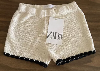 Zara Toddler Knit Ecru Shorts With Black Trimming Size 2-3 Years NWT • $9.95