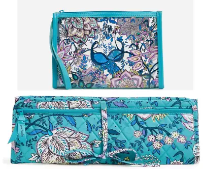 Vera Bradley Peacock Garden 2 Pc Combo Clear Cosmetic & Flat Iron Case (New) $84 • $37.95