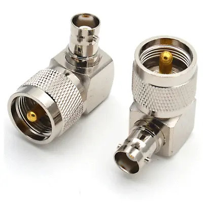 2X UHF Male PL259 To BNC Female RIGHT Angle Adapter Connector • $8.45