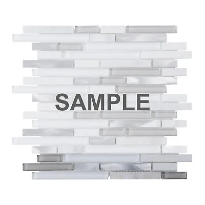 White Gray Glass Natural Stone Metal Linear Mosaic Tile Kitchen Bath Backsplash • $3.99