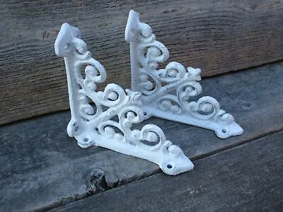 2 Antique Style Shelf Brace Wall Bracket Cast Iron Brackets SMALL White • $14.99