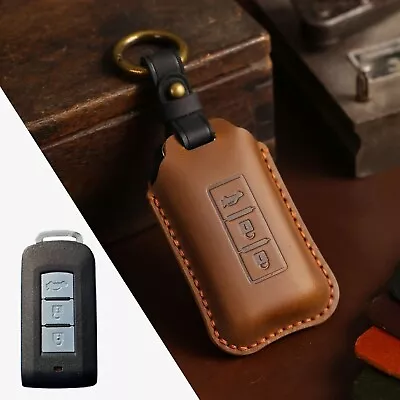 $23.99 • Buy Leather Car Key Case Cover Fob For Mitsubishi ASX Outlander Lancer Pajero Brown