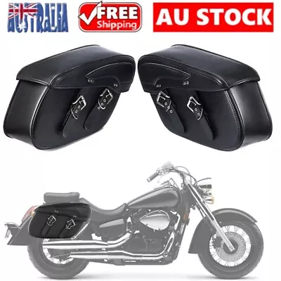 2PCS PU Leather Motorcycle Saddle Bags Universal For Harley Davidson Yamaha • $169.88