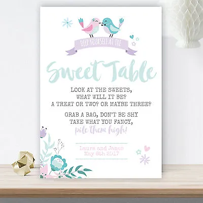 £5.50 • Buy Personalised Sweet Table Candy Buffet Sign Poster For Pastel Wedding (LVB9)