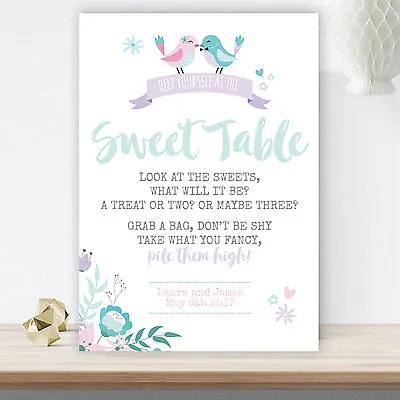 Personalised Sweet Table Candy Buffet Sign Poster For Pastel Wedding (LVB9) • £5.50