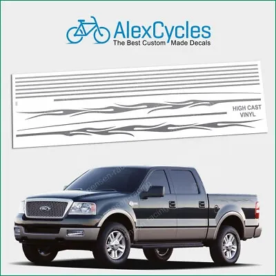 Ford F 150 250 350 Harley Davidson Style Solid Silver Flame Stripe Sticker Decal • $71