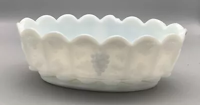 Vintage Westmoreland White Milk Glass Oval Paneled Harvest Grape Pattern Bowl • $20