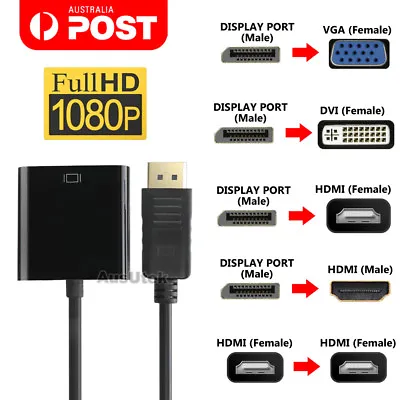$11.45 • Buy Displayport Display Port DP Male To VGA DVI HDMI Female Converter Adapter Cable