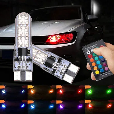 Multi-Color RGB LED Bulbs W/RF Remote Control For 168 194 T10 Car Parking Lights • $5.36