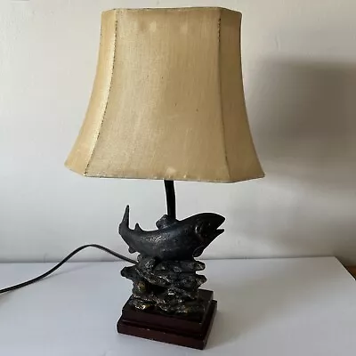 Vintage Lamp Figural Fish Trout Brass Look Man-Cave • $60