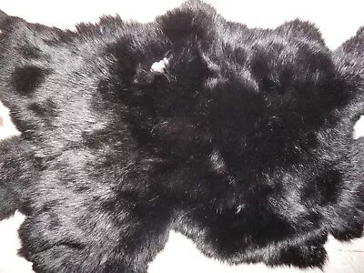 9 X13  BLACK Rabbit Skin Hide Pelt Craft #1610 • $11.50